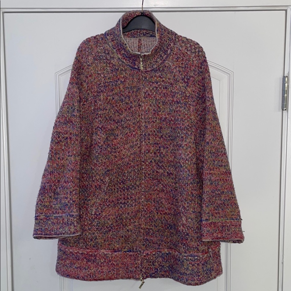 Colorful Chanel Resort 2016 Knit Sweater Coat with Zip
